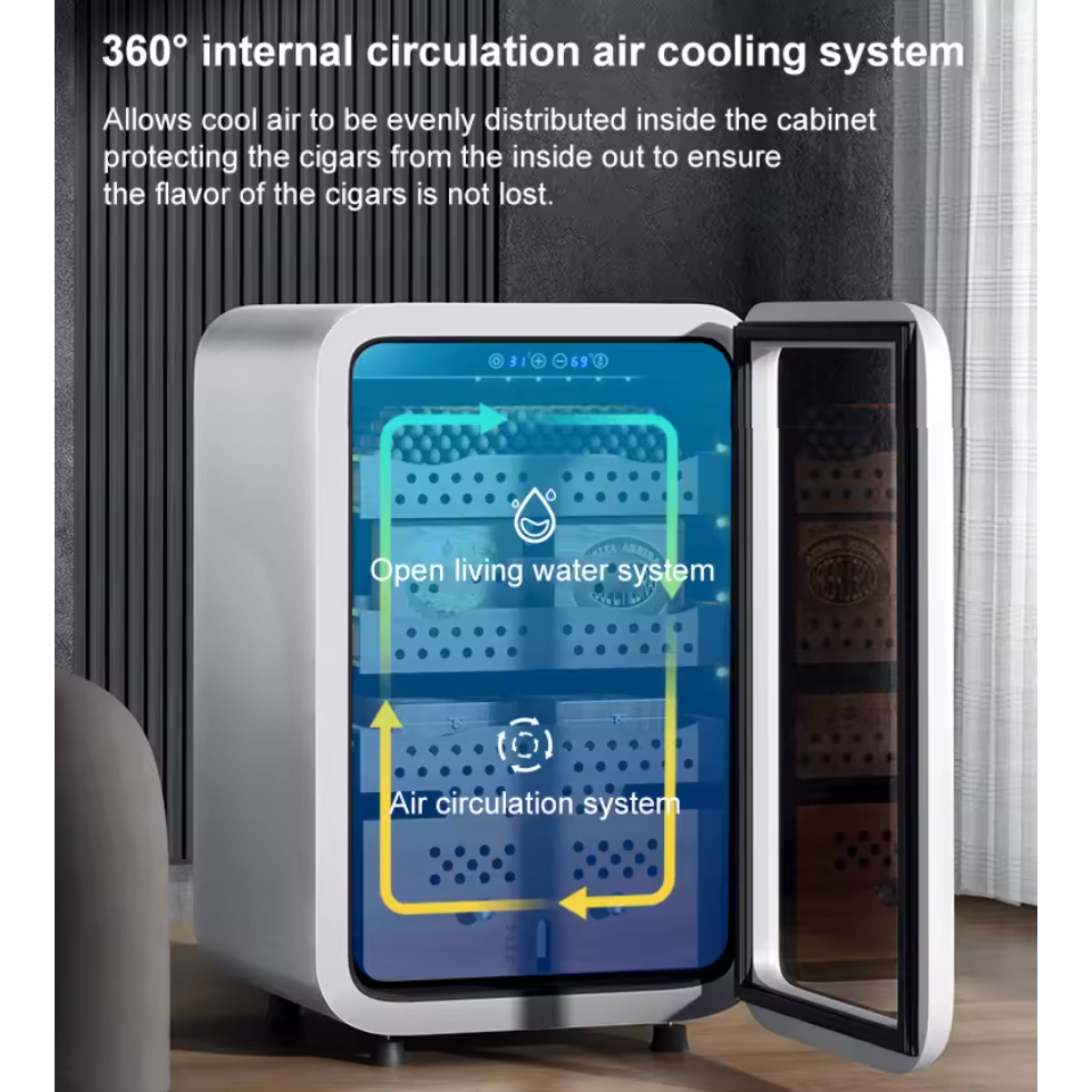 Nighthawk EmberGuard Smart Cigar Humidor Cabinet